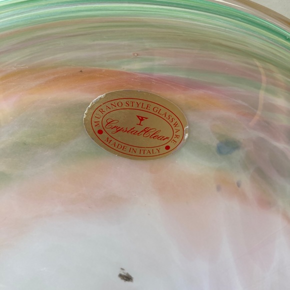 MuranoI 10”Triangle Bowl Multi Color Freeform Glass - Picture 7 of 15